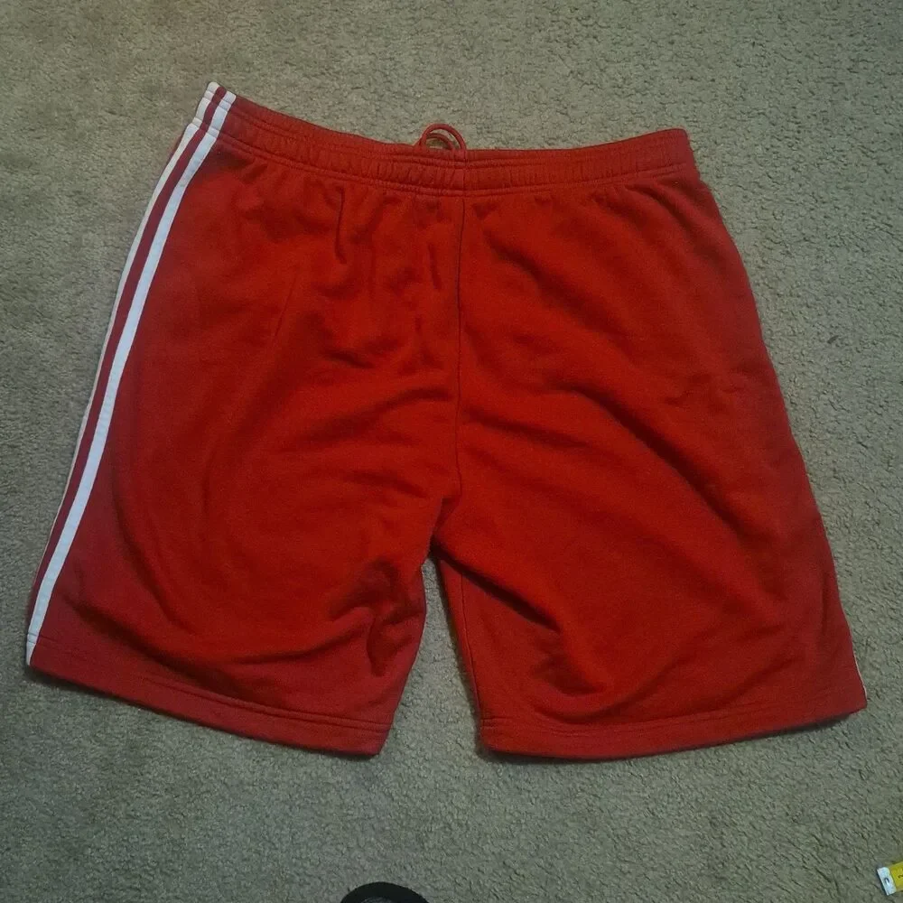 Adidas Originals 3 Stripe French Terry Red/White Shorts Men's XL